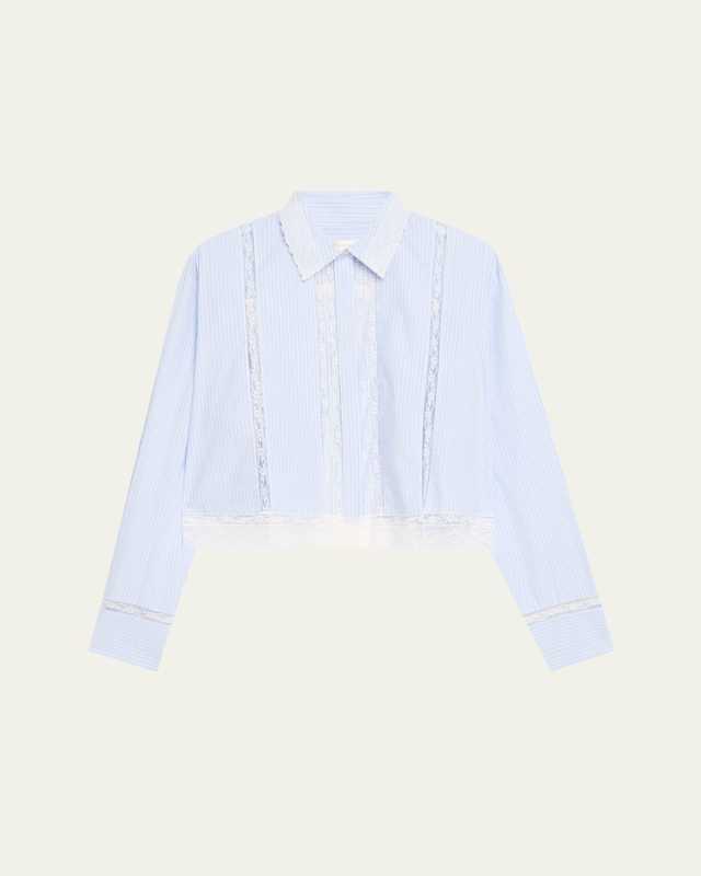 Delano Lace-Trim Striped Shirt